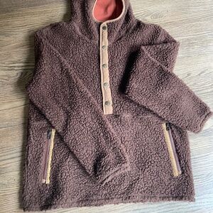 Toad & Co (M) Sespe Sherpa brown fleece hoodie jacket brown